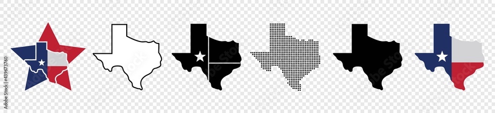 Texas map icon set, Texas map isolated on transparent background ...