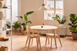 © Martí Sans/Stocksy - Minimalist table with chairs in modern apartment decorated with exotic houseplants