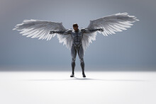 African American Man With Feather Angel Wings