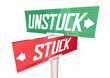 Get Unstuck Street Signs Move Forward Ahead Progress Right Direction 3d Illustration