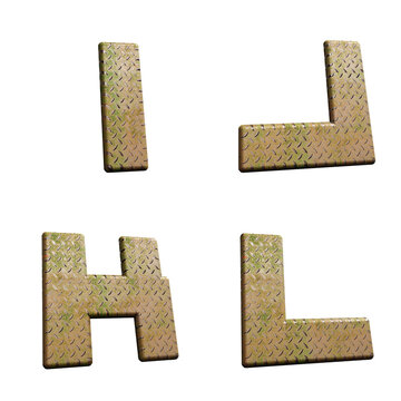 Diamond metal plate alphabet - letters I-L