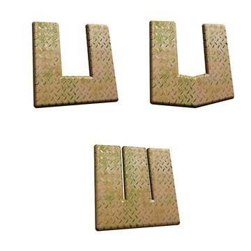 Diamond metal plate alphabet - letters U-W