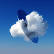 © NeoLeo - 3d render, abstract background with white cloud going through the round mirror