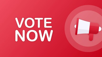 Poster - Megaphone Hand, business concept with text Vote now. Motion graphics.