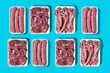 © Juan Moyano/Stocksy - raw pork sausages and raw lamb meat cuts
