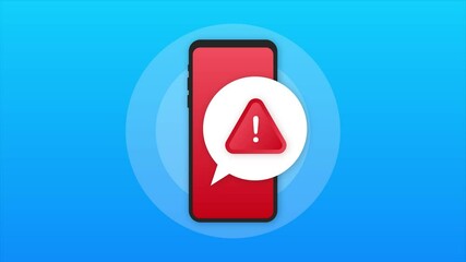 Sticker - Alert message mobile notification. Danger error alerts, smartphone virus problem or insecure messaging spam. Motion graphics.