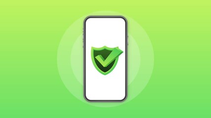 Poster - Smartphone with checkmark or tick notification in bubble. Approved choice. Accept or approve checkmark. Motion graphics.