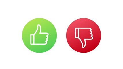 Poster - Flat green button on red background. Ok sign. Trumb up, great design for any purposes. Social media concept. Motion graphics.