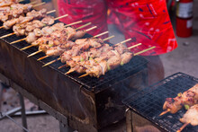 Chicken Kebabs On A Grill