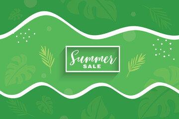 Green summer tropical background - sale banner  