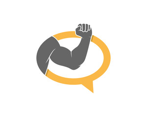 Poster - Muscle arm in the bubble chat logo