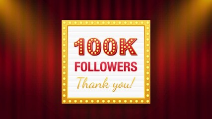 Wall Mural - 50k followers, Thank You, social sites post. Thank you followers congratulation card. Motion graphics.