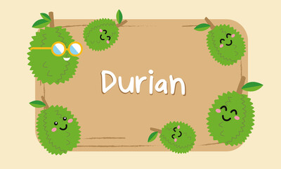 Wall Mural - Banner durian with cartoon durian happy face.