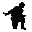 Soviet unions soldier with a rifle gun  during world war 2 silhouette vector on white background