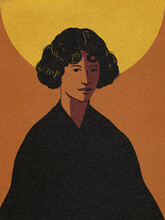 Woman And Sun Vintage Illustration