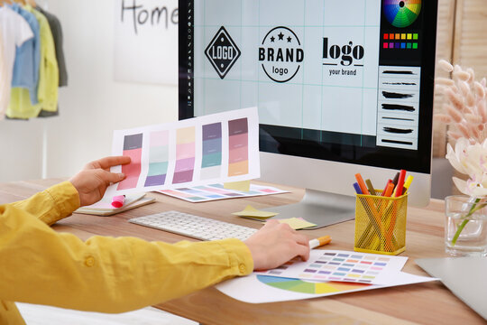 Female designer working in office