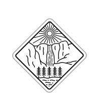 Design For Yosemite's Waterfall National Park In Line Art Style, Badge Design, T-shirt Art, Tee Design