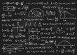 Physics formulas. Mathematical equations, physics theories, arithmetic calculations. Blackboard with scientific formulas vector background. Education, learning at university or school