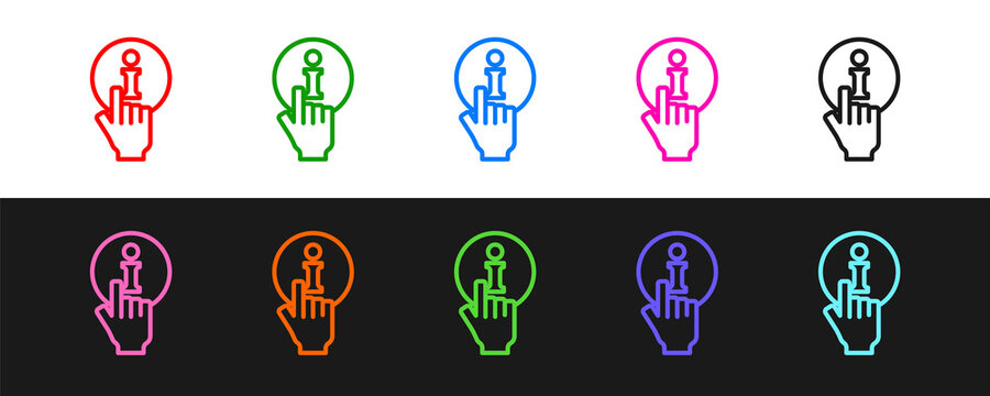 Set line Information icon isolated on black and white background. Vector