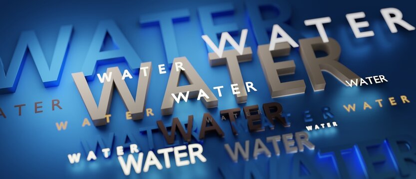 Abstract WATER 3D TEXT Rendered Poster (3D Artwork)