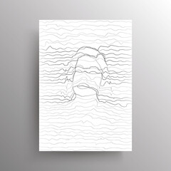 Wall Mural - Portrait of an abstract Asian woman in wavy linear distortion style isolated on white background. Design for wall decoration, poster. Vector