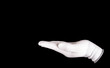 © bborriss - hold hand in white glove on black background.