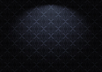 oriental vintage background with indo-persian ornaments. royal, luxurious black wallpaper with stage