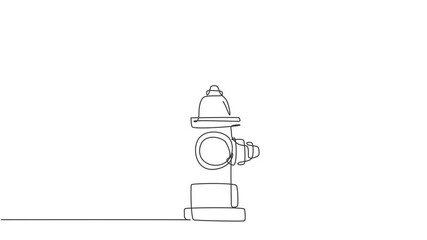 Poster - Self drawing animation of single one line draw the hydrant on the side of the road used for preventive measures in the event of fire in nearest building. Continuous line draw. Full length animation.