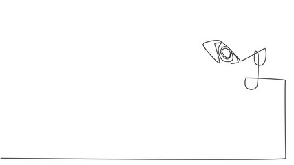 Poster - Animated self drawing of single continuous line draw CCTV with a box shape installed on the side of the highway to monitor traffic movements, improve security systems. Full length one line animation.