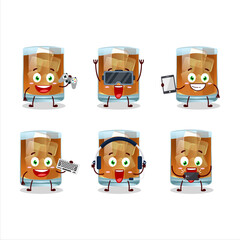 Sticker - Whiskey cartoon character are playing games with various cute emoticons