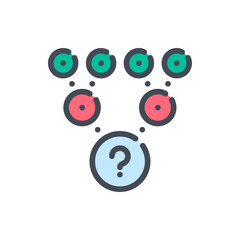 Fototapete - Different ways to solve the problem color line icon. Big circle with question mark connected to small circles vector outline colorful sign.