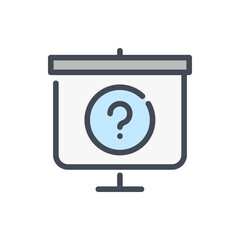 Fototapete - Searching for solution color line icon. Presentation board with question mark vector outline colorful sign.