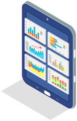 Poster - Visualize with business analytics. Work with statistical data analysis, changing indicators. Analyze statistical indicators, business data. Marketing research for presentation. Data financial report