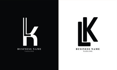 LK, KL, Abstract initial monogram letter alphabet logo design