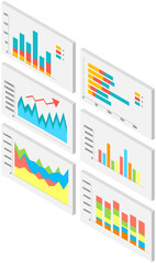 Poster - Visualize with business analytics. Work with statistical data analysis, changing indicators. Analyze statistical indicators, business data. Marketing research for presentation. Data financial report