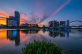 Fototapeta  - Sunset scenery of Nansha city, Guangzhou, China
