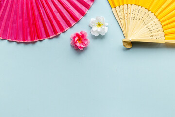 Wall Mural - Asian hand fan made of bamboo and paper