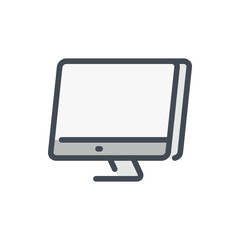 Fototapete - Computer monitor with side view color line icon. PC display vector outline colorful sign.