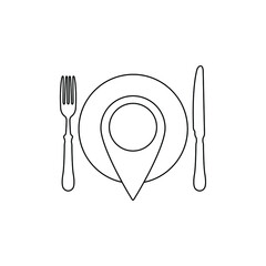 Poster - map pointer with  food icon. food sign 