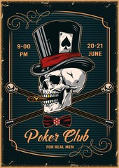 Canvas Print - Poker club vintage colorful poster