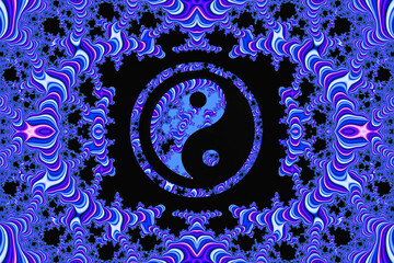 Yin Yang symbol in pattered background 