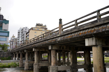 Sticker - Kamogawa river in Kyoto.