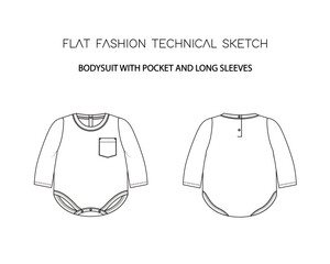 Wall Mural - FLAT BODYSUIT WITH POCKET AND LONG SLEEVES