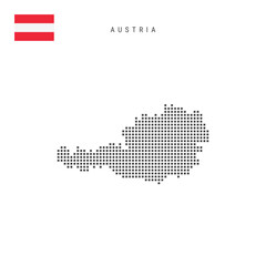 square dots pattern map of austria. austrian dotted pixel map with flag. vector illustration