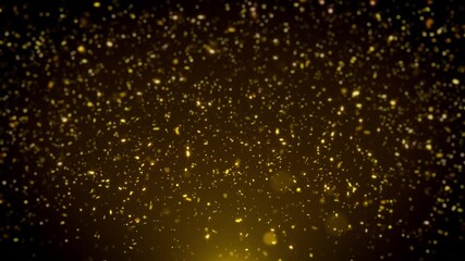 Wall Mural - Abstract Glowing Gold Glitter Sparkling Particles Background/ 4k animation of an abstract falling gold sparkling particles with glimmer fx seamless looping