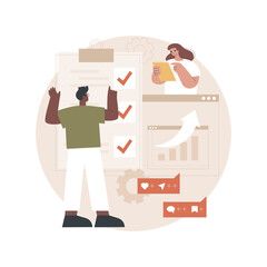 Poster - Marketing campaign management abstract concept vector illustration. Marketing strategy execution, campaign efficiency control, tracking and analysis, social media metrics abstract metaphor.