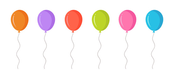 party colorful balloon icons set. holiday birthday.