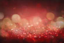 Blurred Image Red Lights Background Defocused For Festivals And Celebrations.