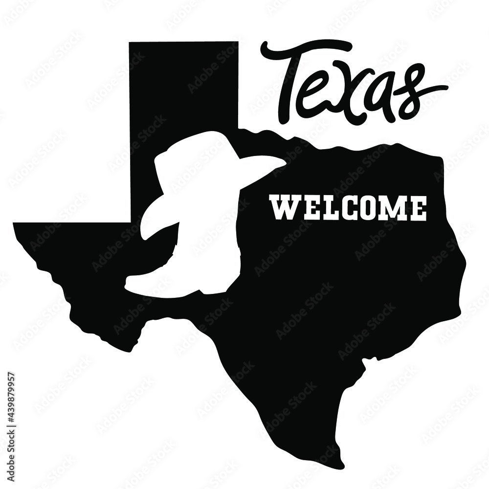 Texas set maps silhouette with cowboy boot and hat. Vector illustration ...