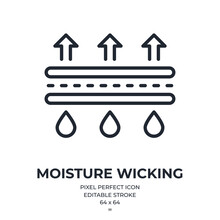 Moisture Wicking Editable Stroke Outline Icon Isolated On White Background Flat Vector Illustration. Pixel Perfect. 64 X 64.